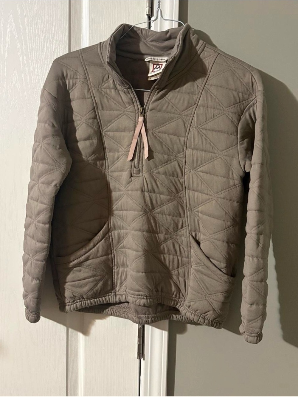 Avalanche Quilted Half-Zip Pullover in Taupe